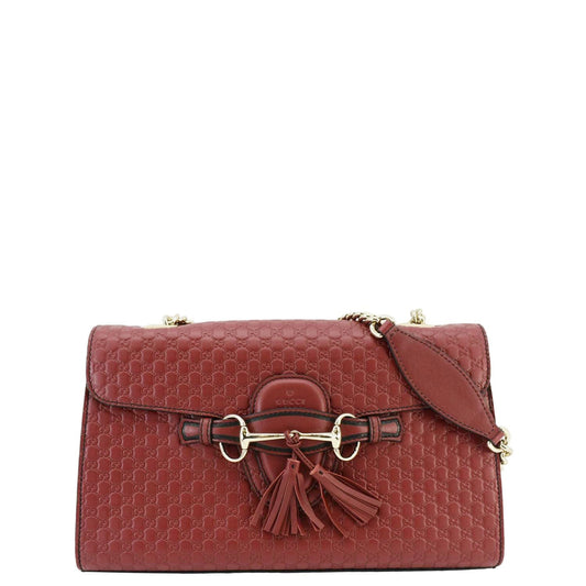 Gucci Emily ssima Chain Shoulder Bag Leather Red