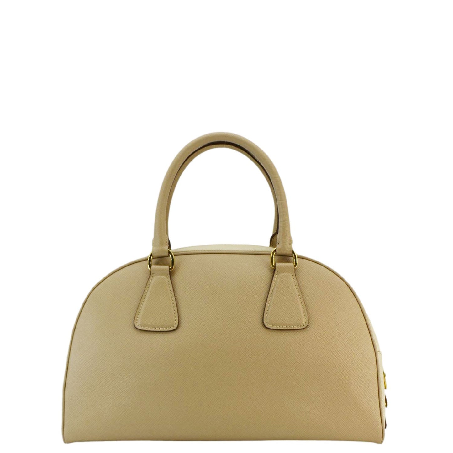 Prada Bowling Satchel Bag Leather Saffiano Cream
