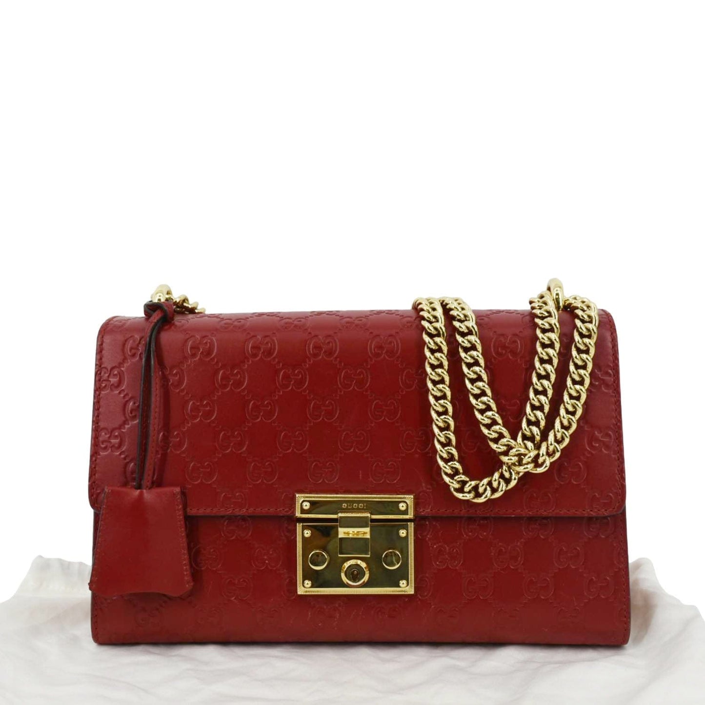 Gucci Padlock Shoulder Bag Leather Red