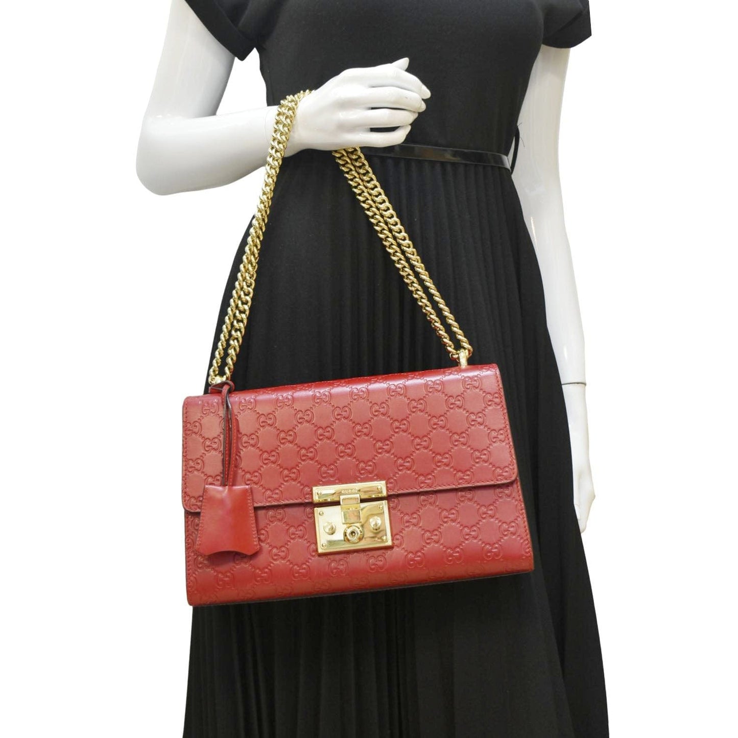 Gucci Padlock Shoulder Bag Leather Red