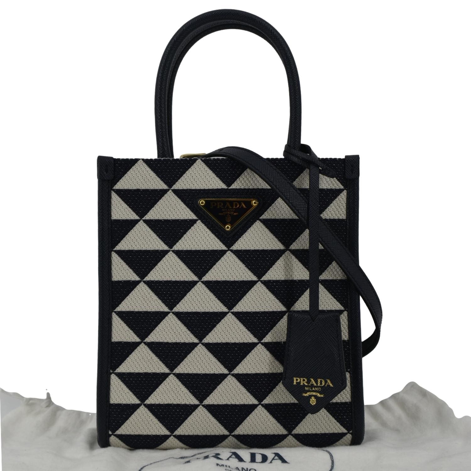Triangolo Jacquard Symbole Tote Crossbody Bag Navy Blue Mini