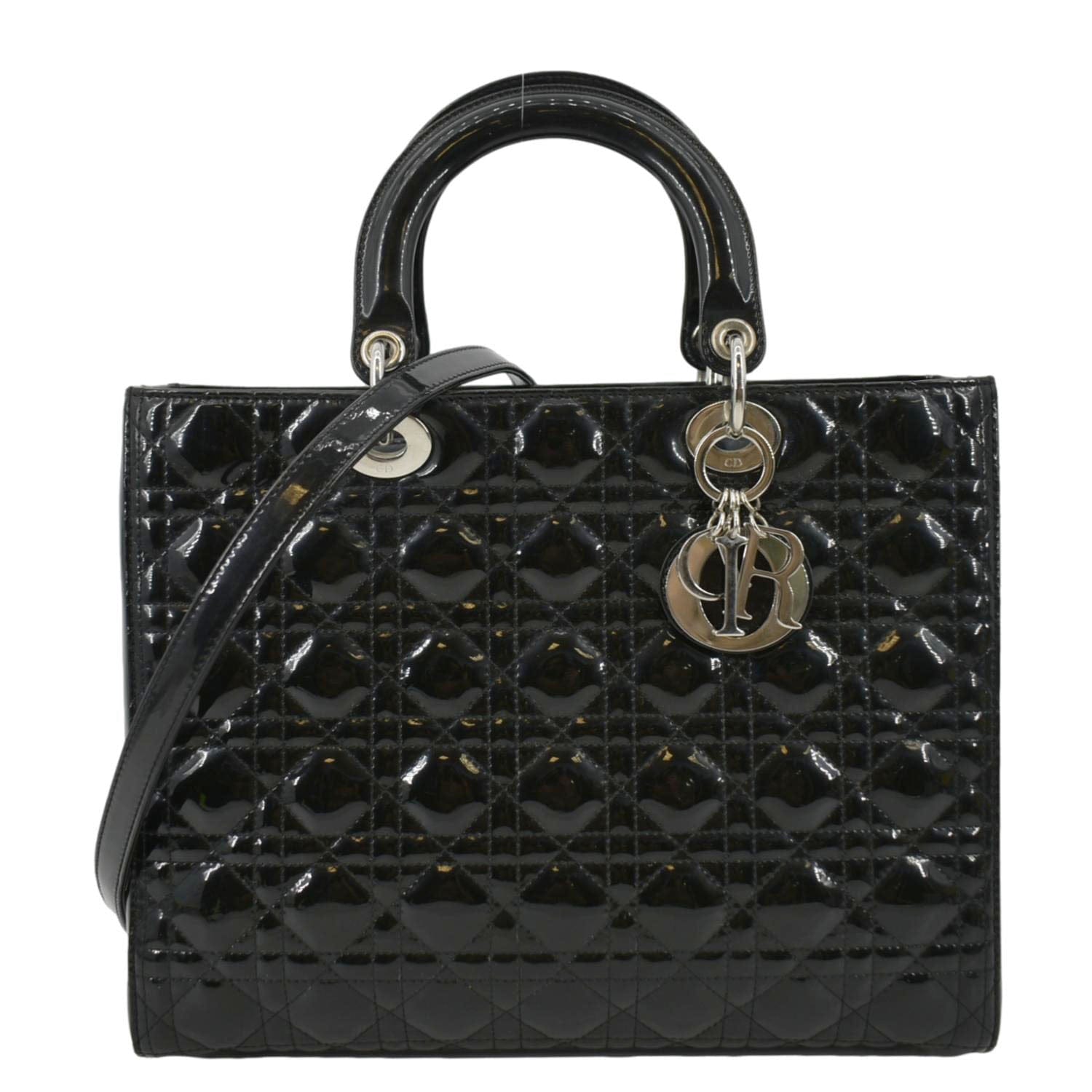 Dior Lady Shoulder Bag Leather Patent Quilted