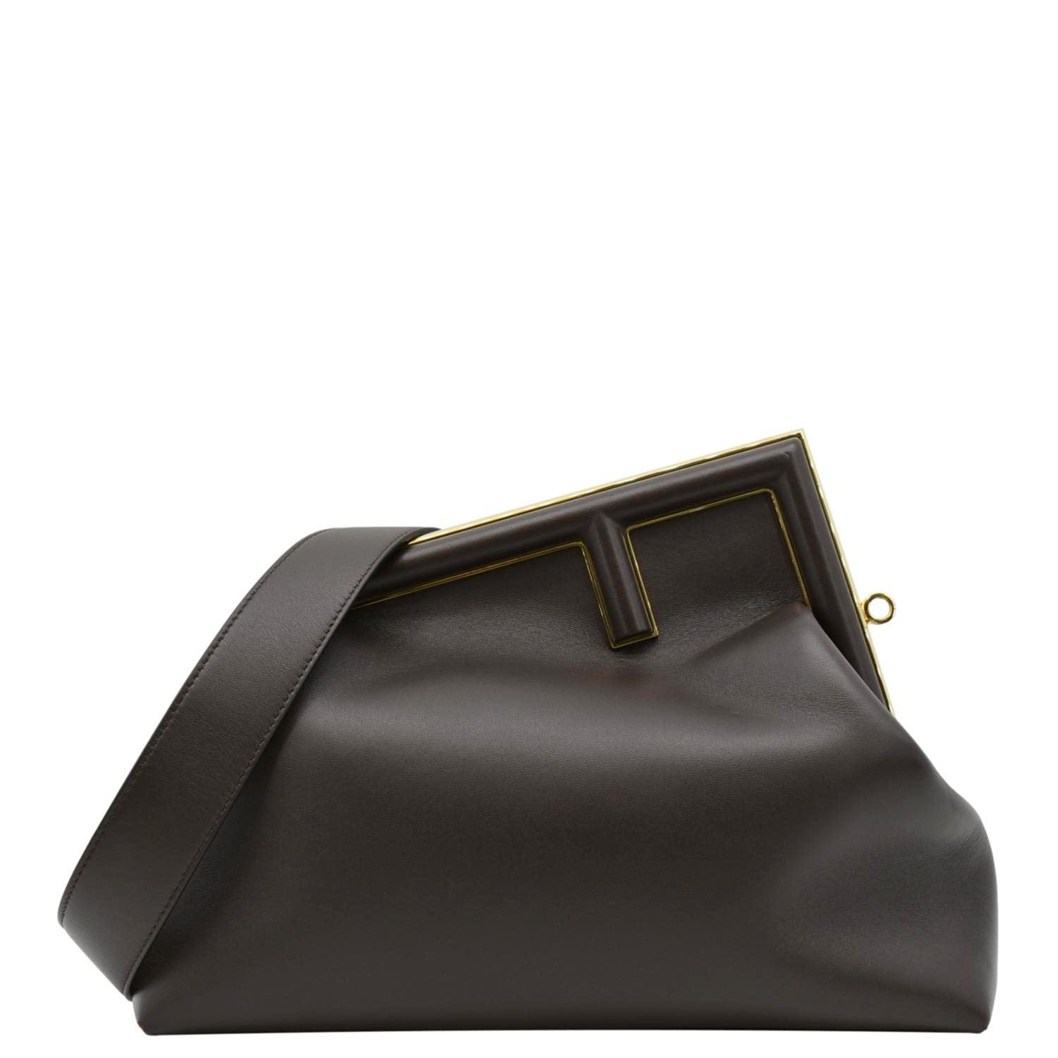 Fendi First Shoulder Bag Dark Leather Brown Medium