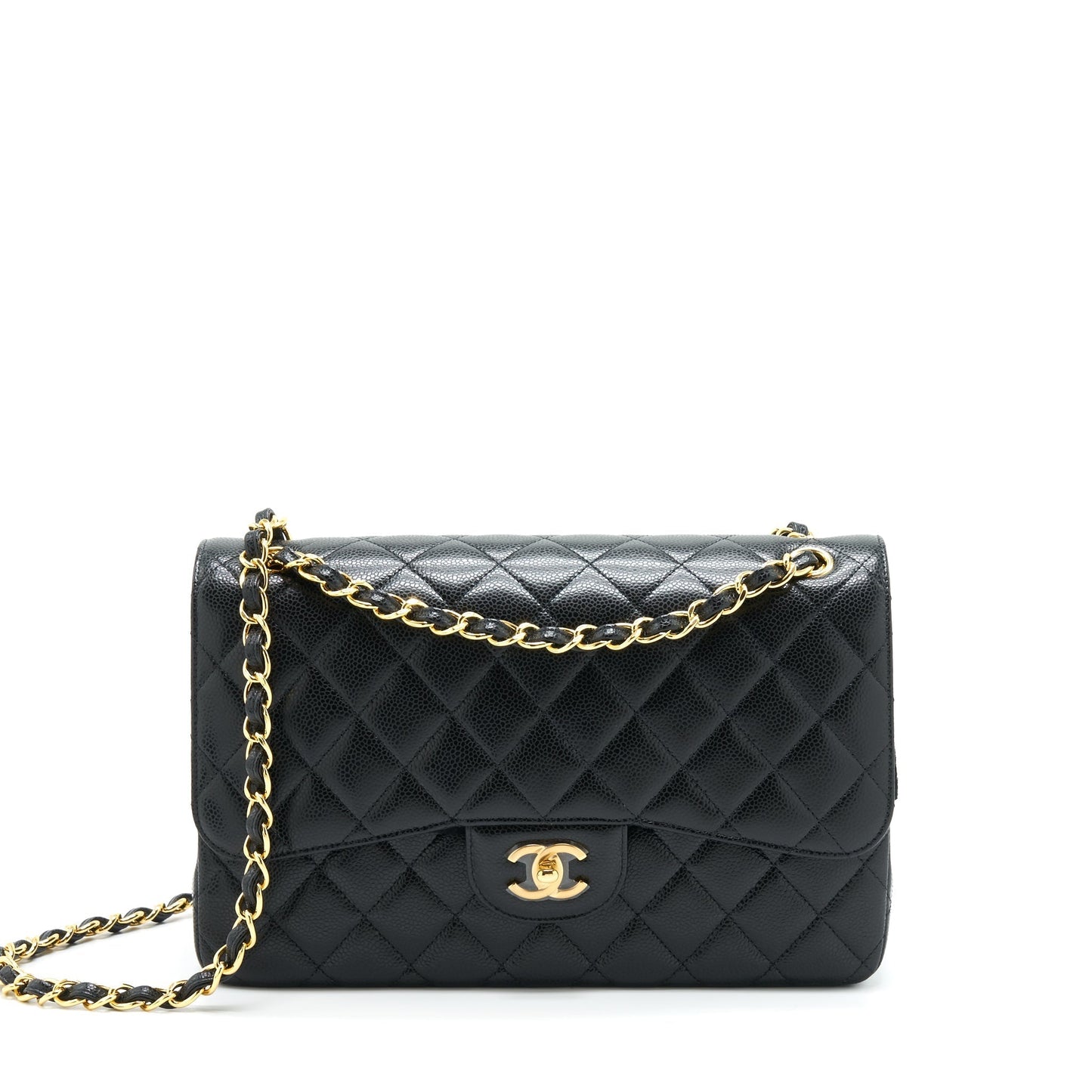 Chanel Jumbo Classic Double Flap Caviar GHW Black Shoulder Bag