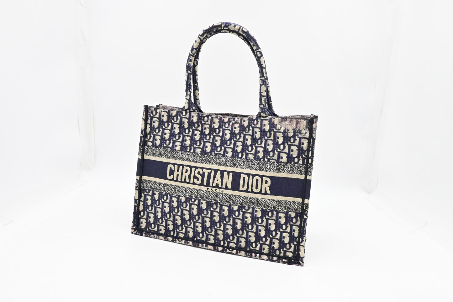 Dior Book Tote In Navy Oblique Handbag Canvas Blue Tote Bag