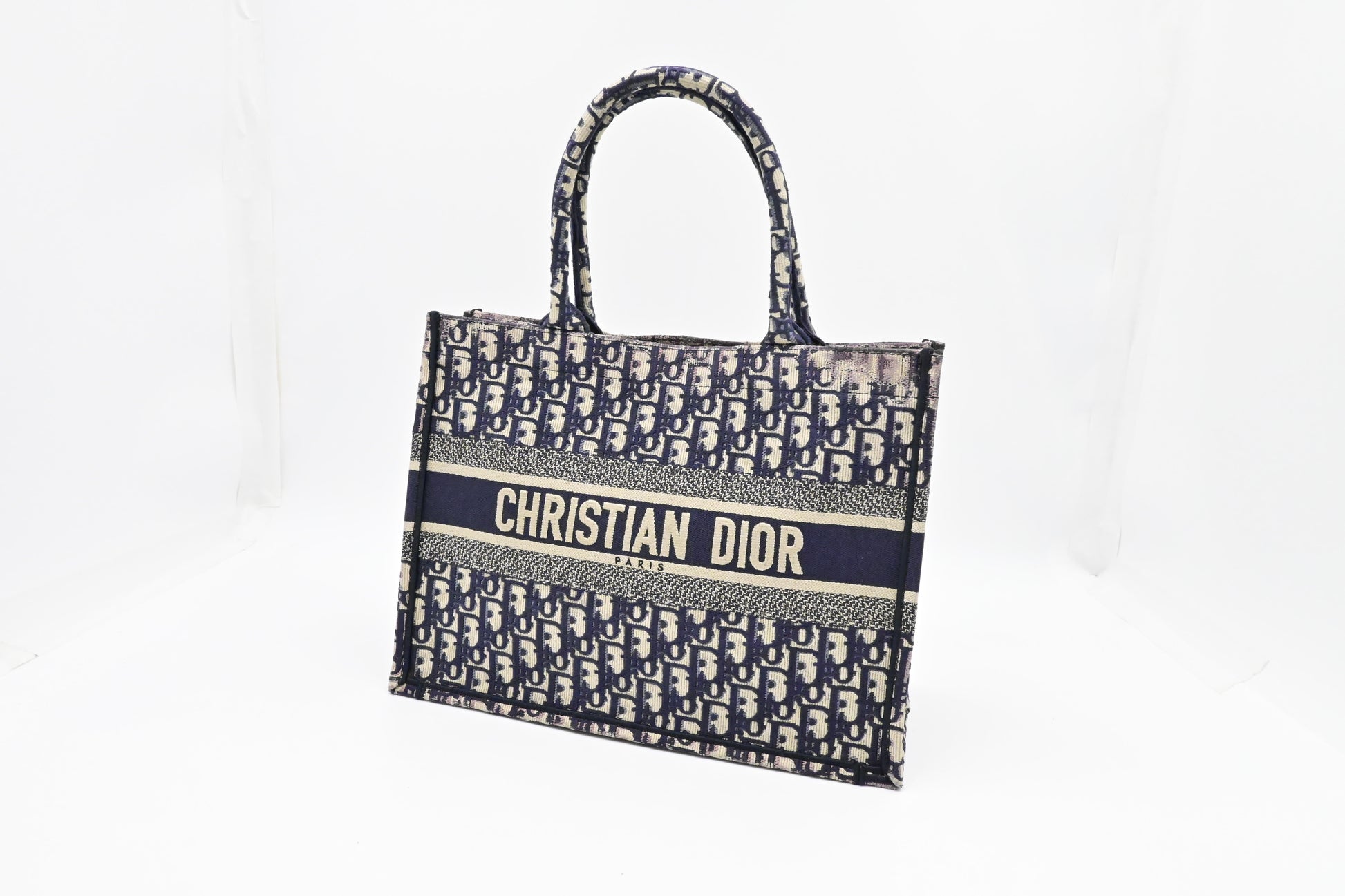 Dior Book Tote In Navy Oblique Handbag Canvas Blue Tote Bag
