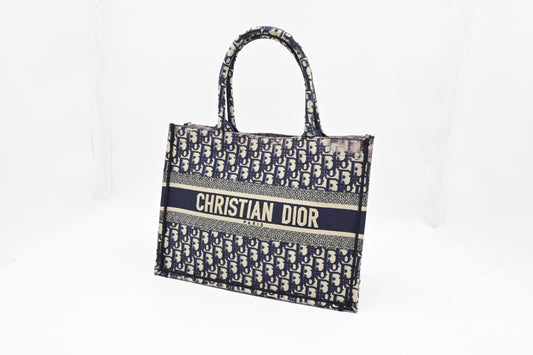 Dior Book Tote In Navy Oblique Handbag Canvas Blue Tote Bag
