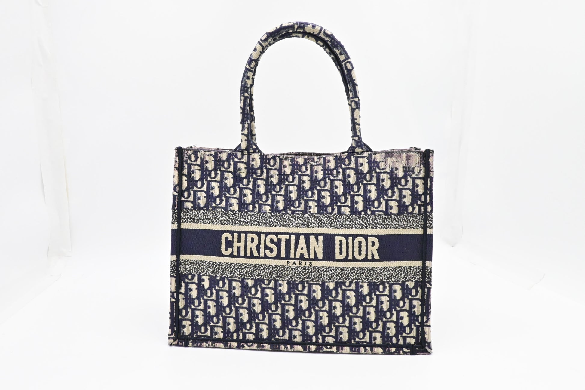 Dior Book Tote In Navy Oblique Handbag Canvas Blue Tote Bag