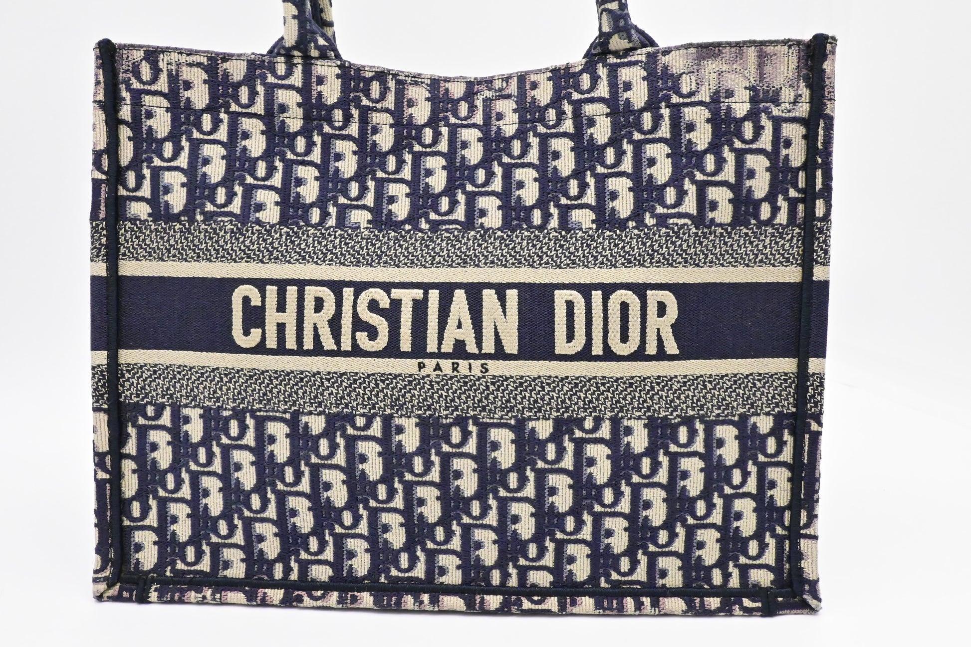 Dior Book Tote In Navy Oblique Handbag Canvas Blue Tote Bag