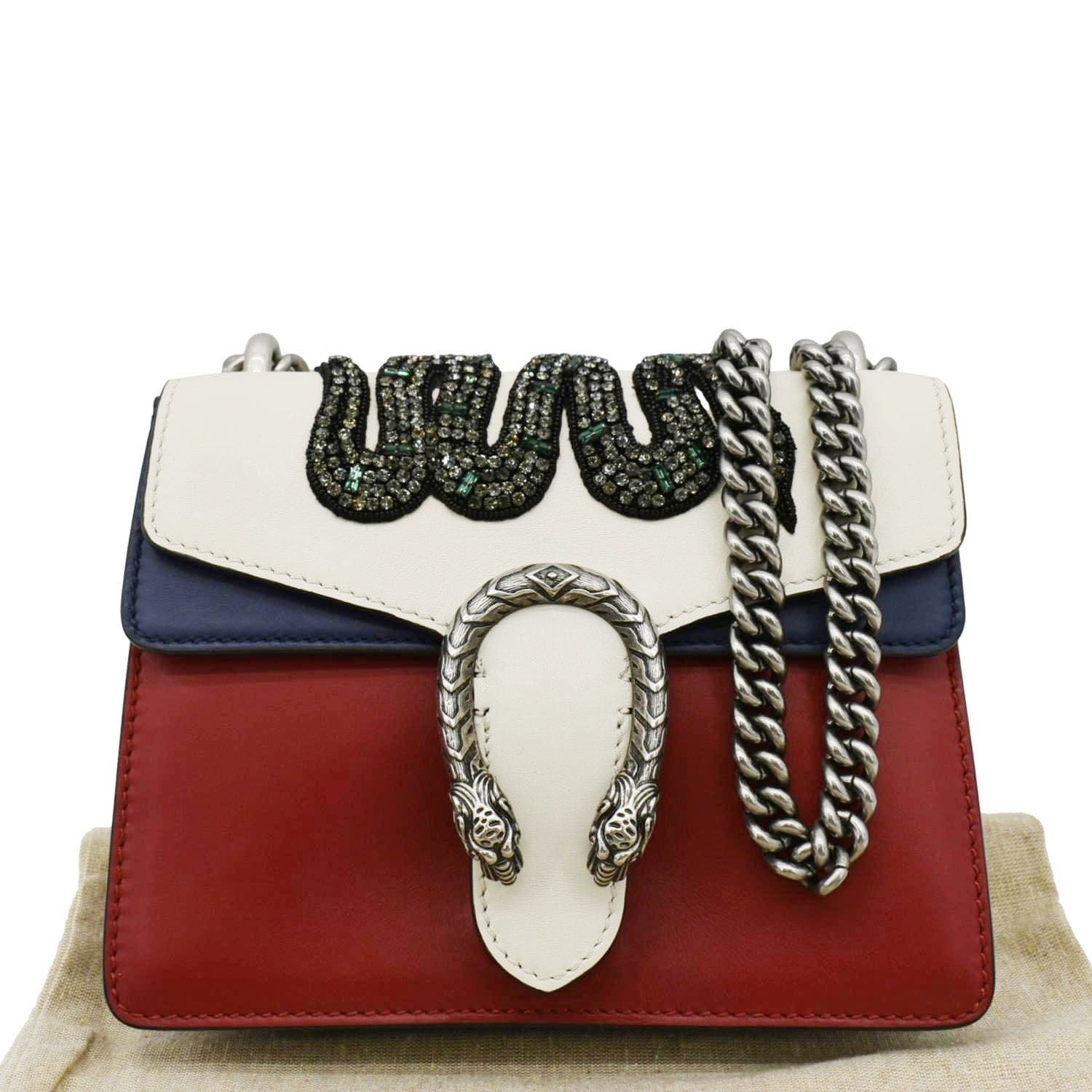 Gucci Dionysus Embroidered Snake Shoulder Bag Leather