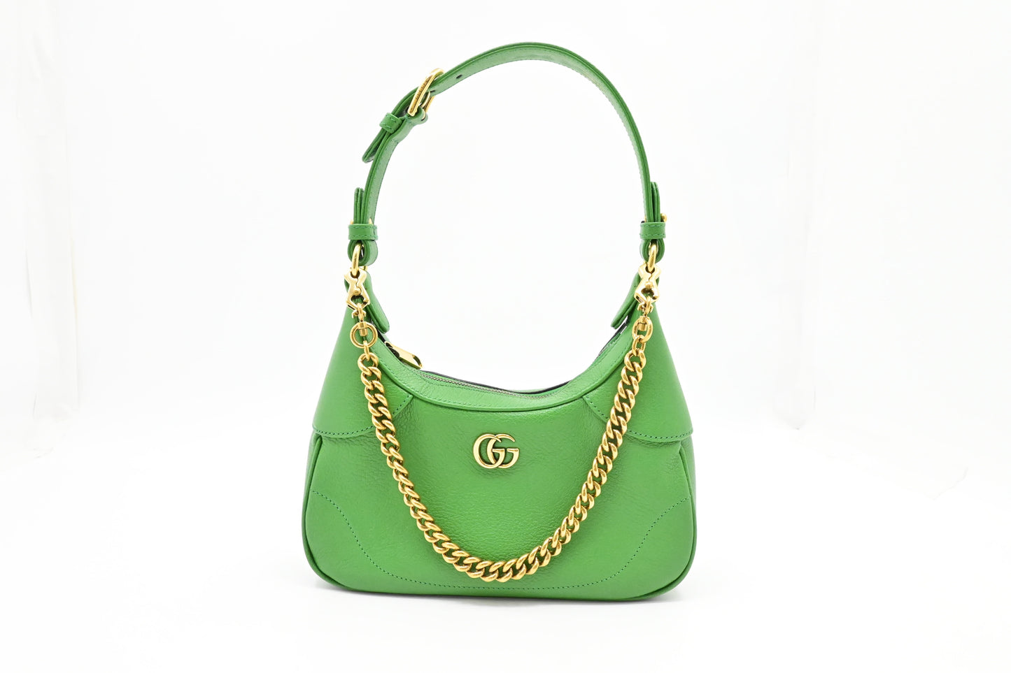 Gucci Aphrodite Leather Green Small Shoulder Bag
