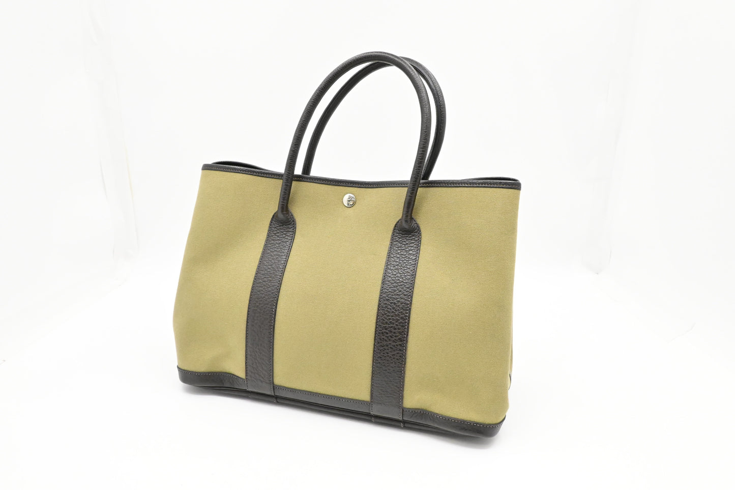 Hermes Garden Party In Handbag Canvas Green Travel Bag