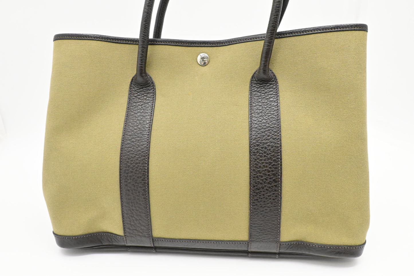 Hermes Garden Party In Handbag Canvas Green Travel Bag