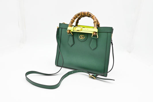 Gucci Diana Leather Green Medium Tote Bag