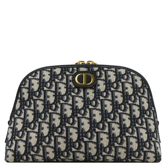 Dior Montaigne Aphrodite Oblique Jacquard Pouch Navy Handbag Blue Travel Bag