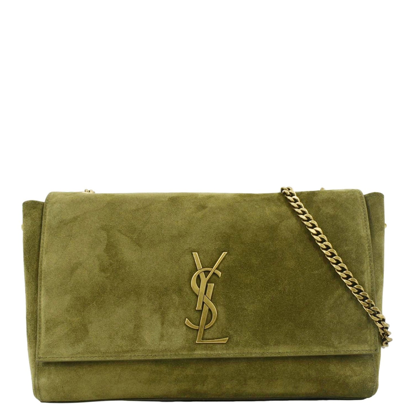YSL Saint Laurent Saint Kate Reversible Shoulder Bag Grassy Suede Green