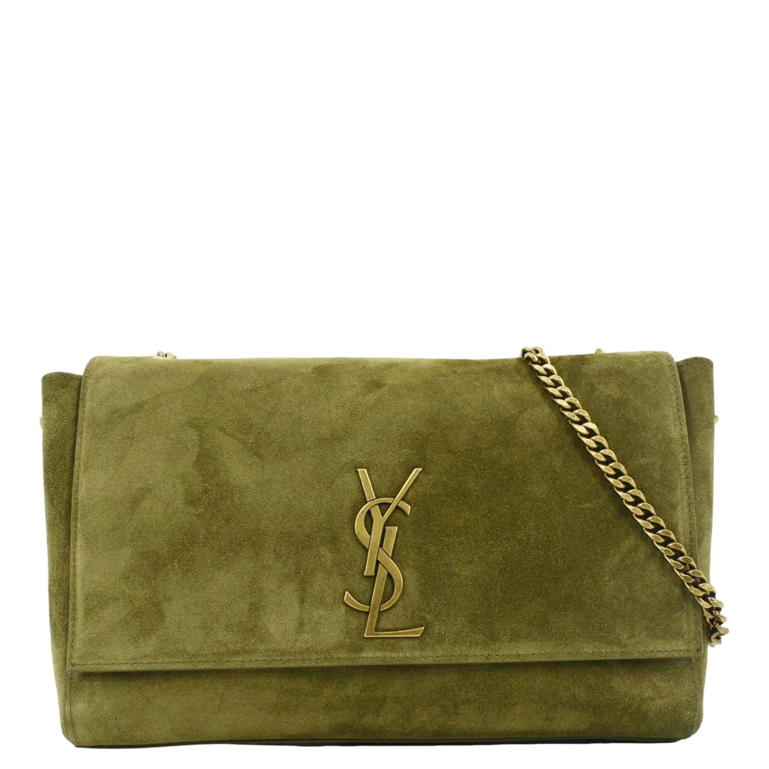 YSL Saint Laurent Saint Kate Reversible Shoulder Bag Grassy Suede Green