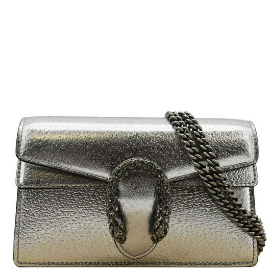 Gucci Dionysus Super Metallic Crossbody Bag Leather Silver