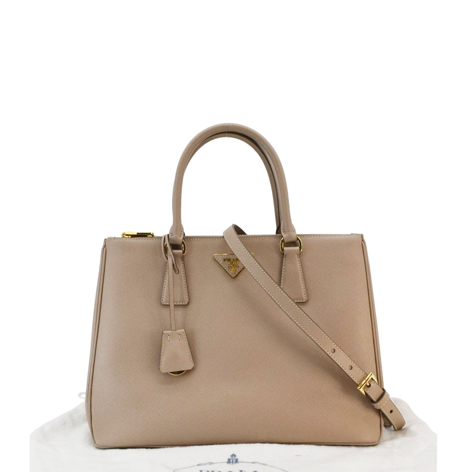 Prada Galleria Double Tote Bag Cameo Leather Saffiano Medium