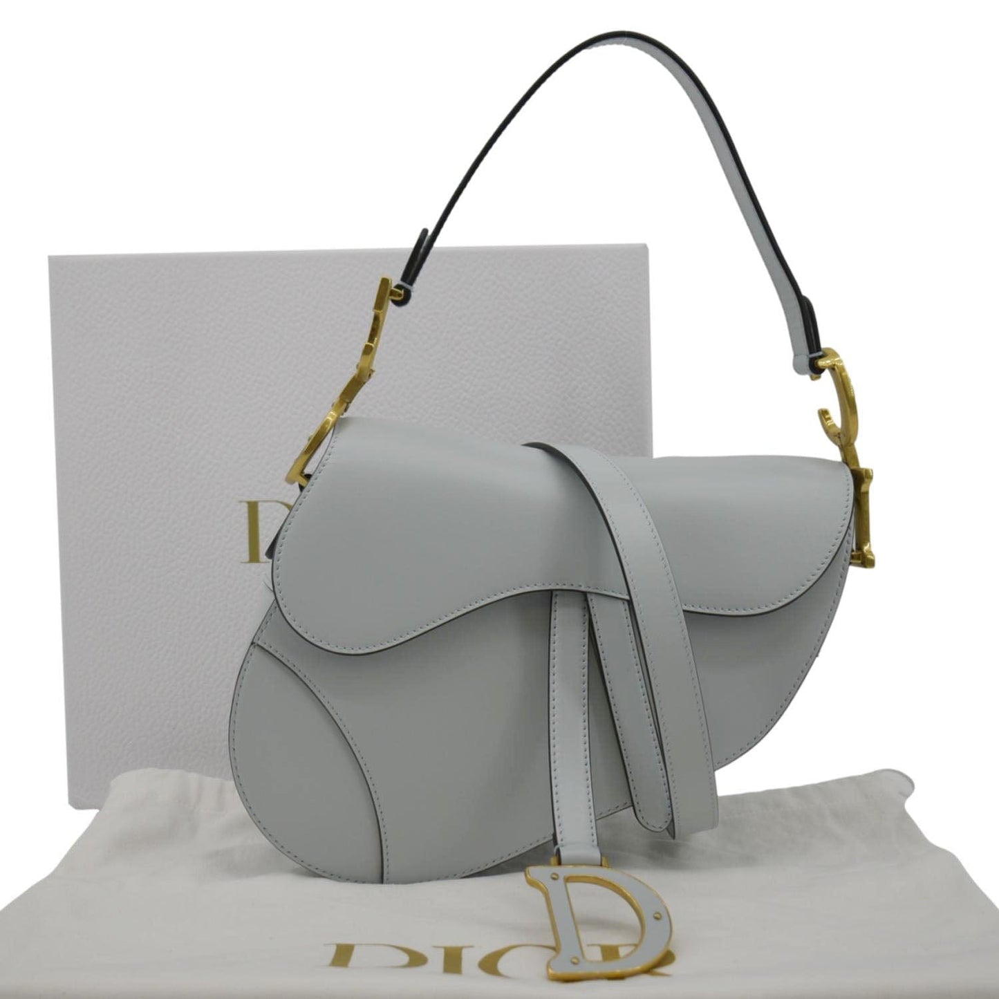 Dior Saddle Smooth Calfskin Satchel Bag Placid Leather Blue
