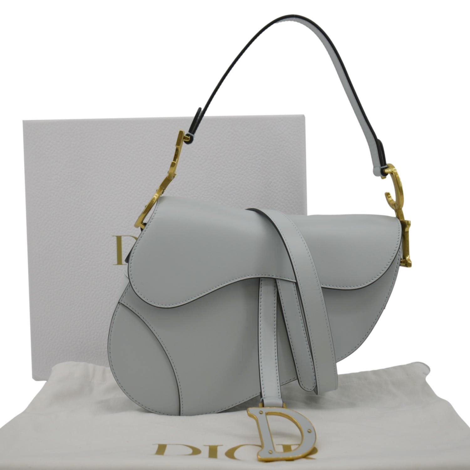 Dior Saddle Smooth Calfskin Satchel Bag Placid Leather Blue
