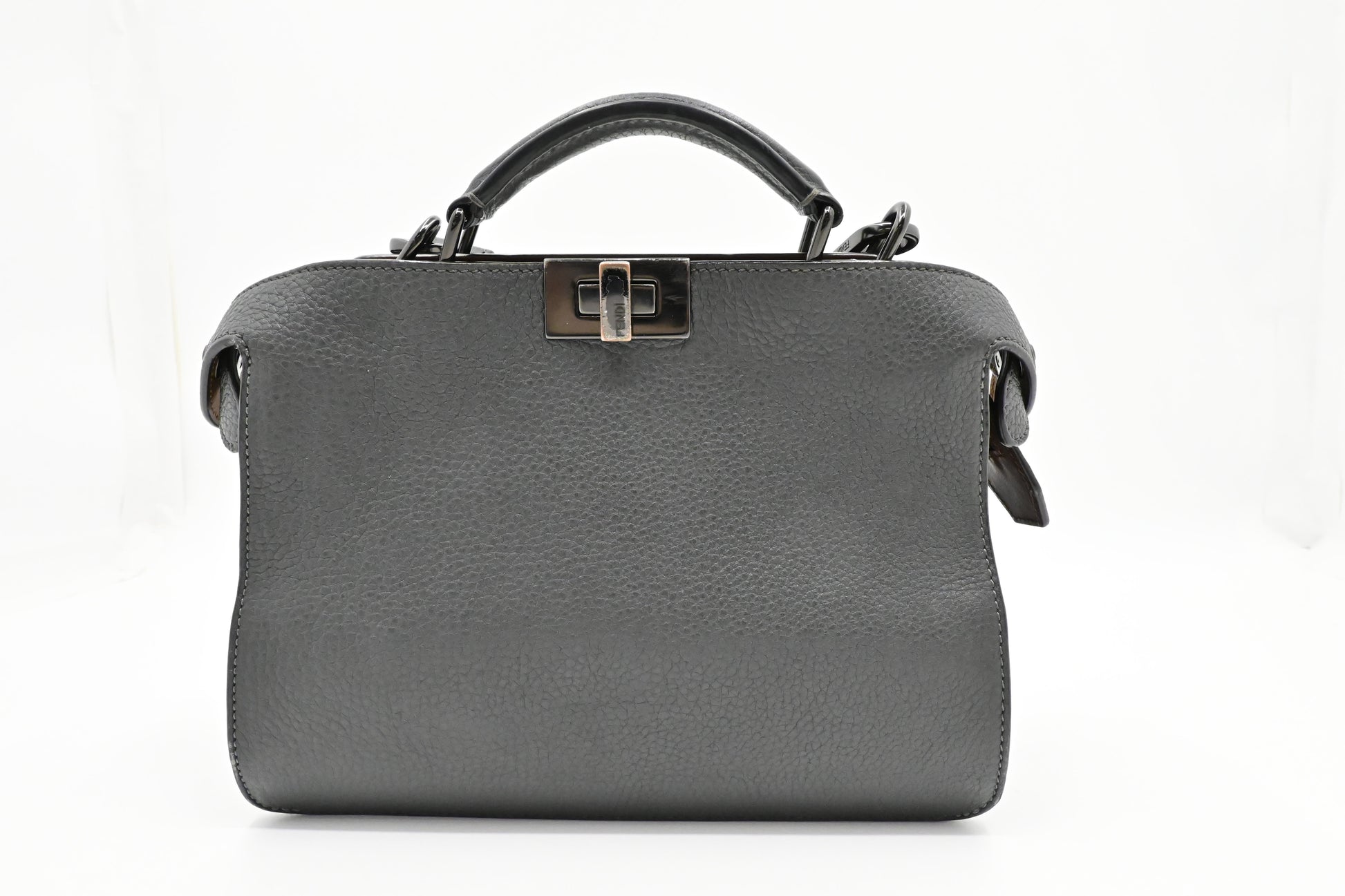 Fendi Peekaboo In Handbag Leather Gray Small Travel Bag