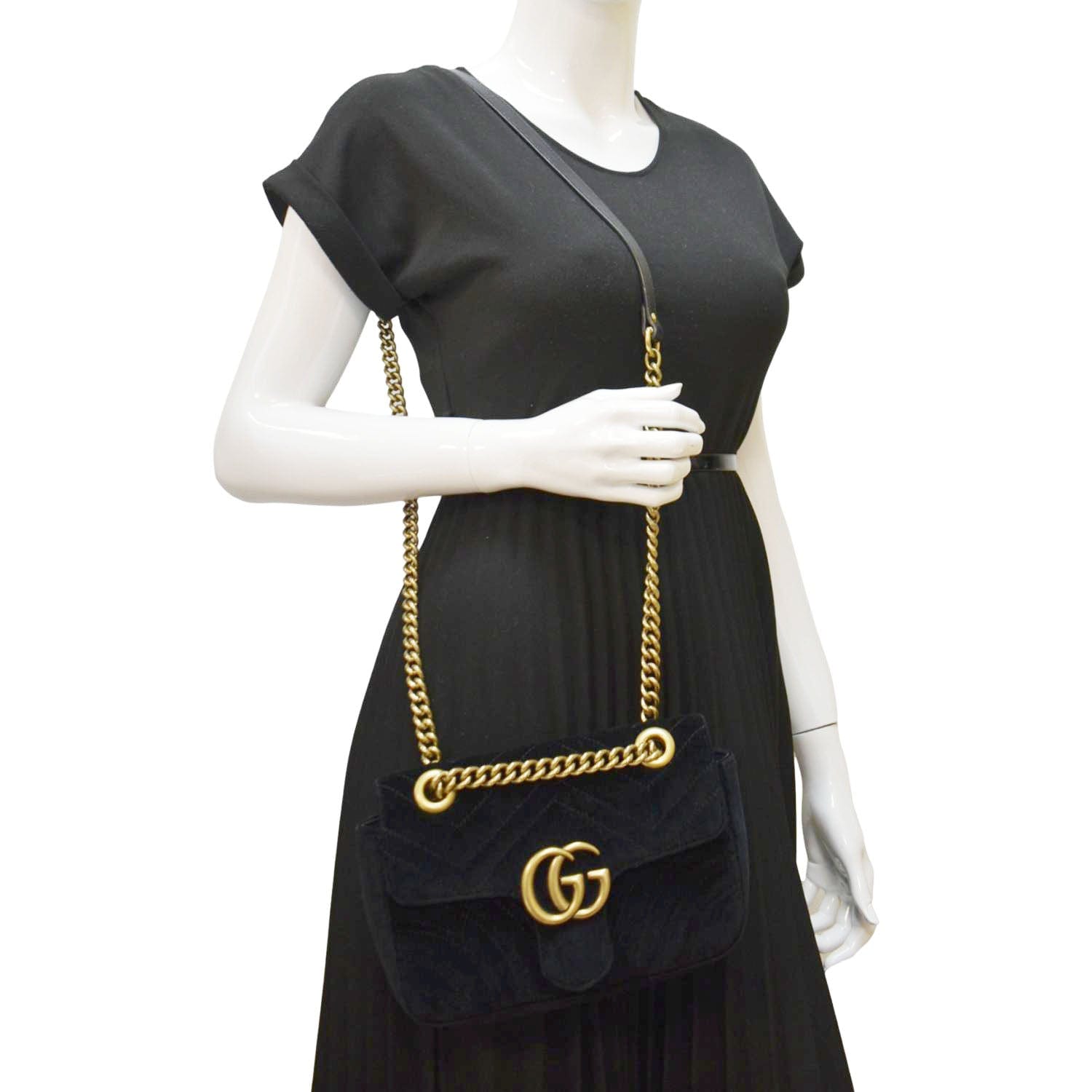 Gucci Marmont Velvet Crossbody Bag Black