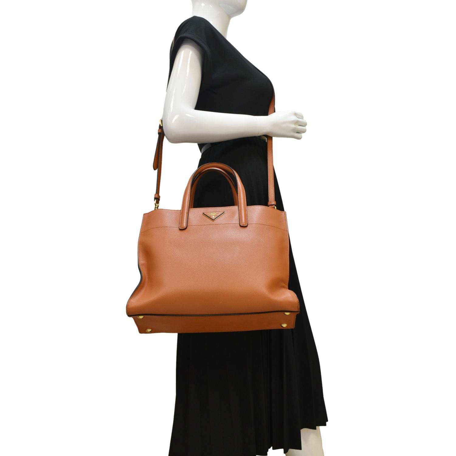 Saffiano Top Handle Satchel Bag Orange Leather Travel Bag