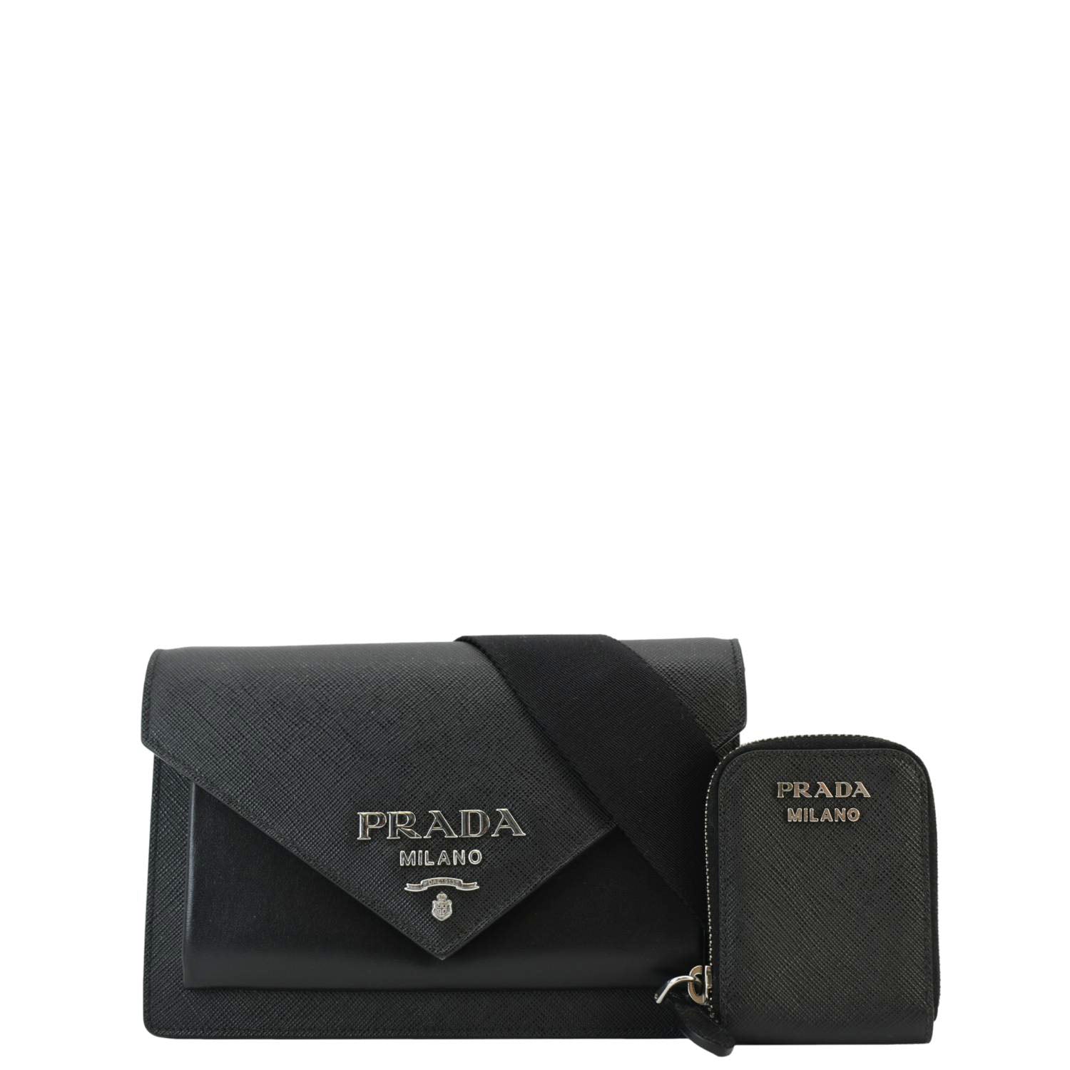 City Envelope Saffiano Crossbody Bag Leather Black