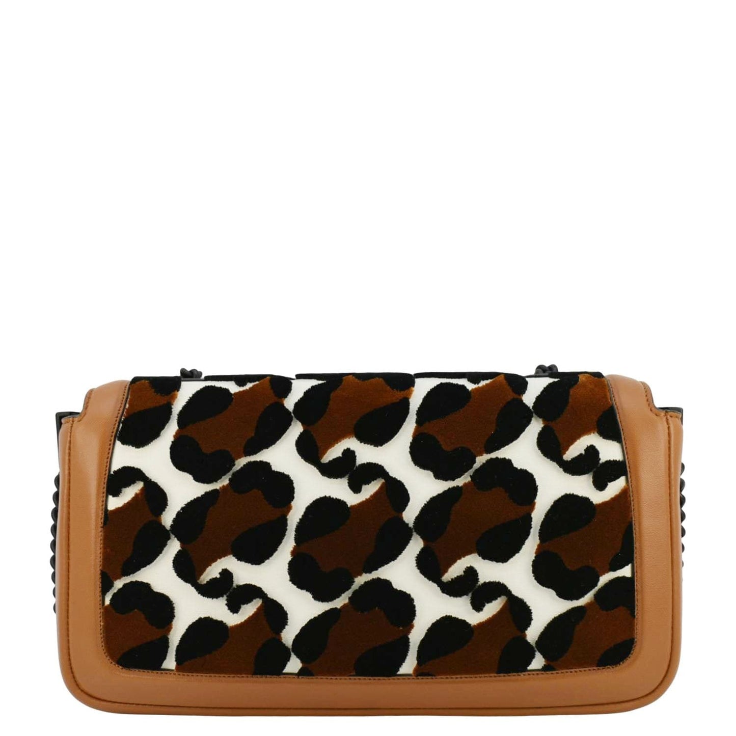 Fendi Baguette Leopard Print Calf Shoulder Bag Leather Calf Leather Brown