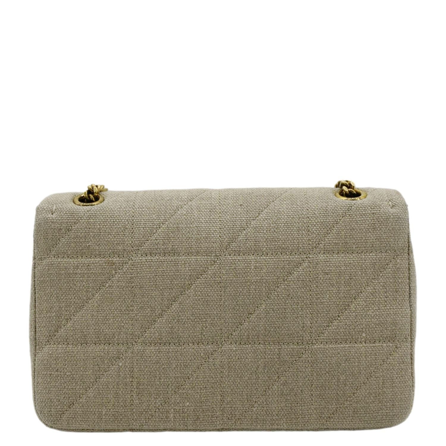 YSL Saint Laurent Yves Patchwork Jamie Jersey Wool Shoulder Bag Beige