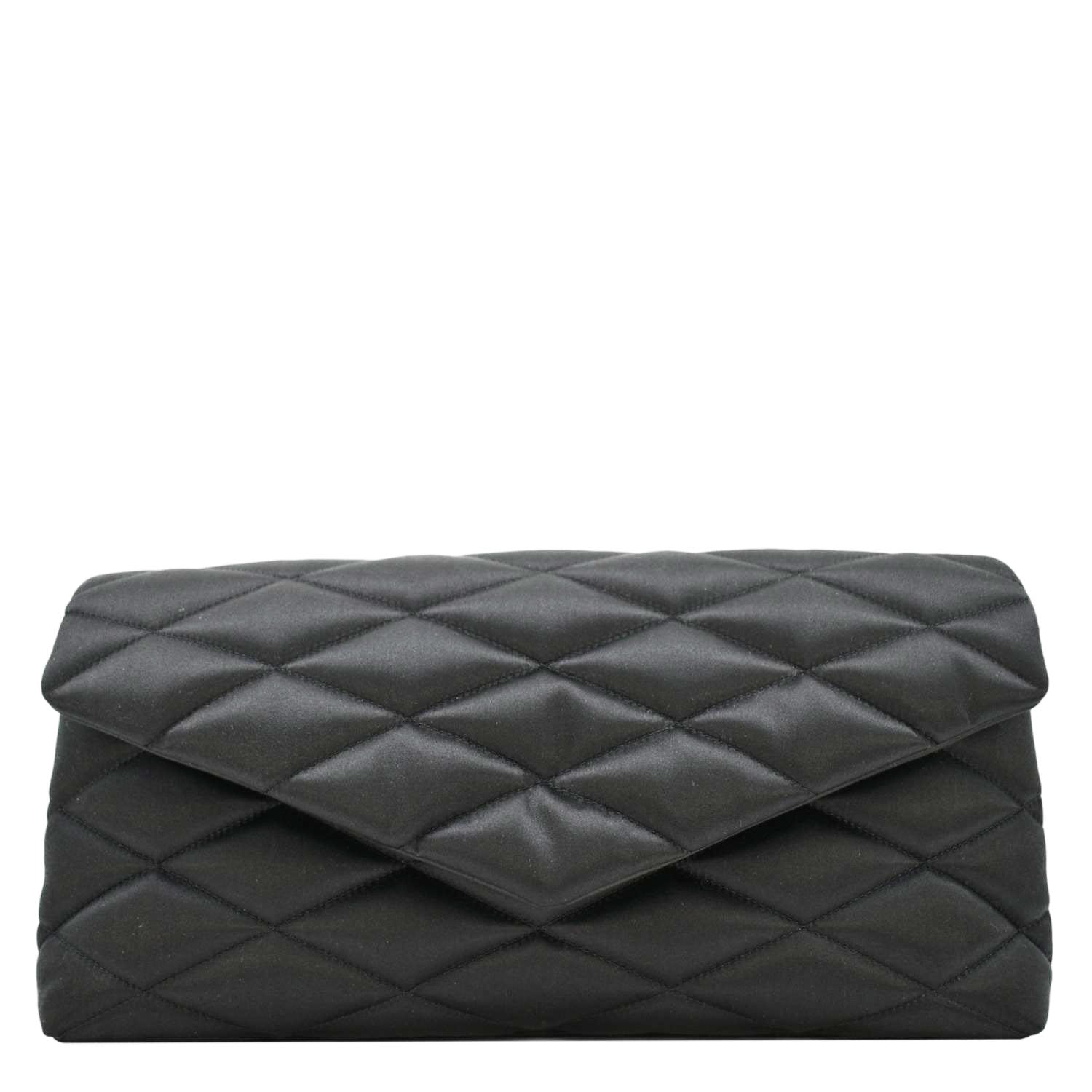 YSL Saint Laurent Yves Sade Clutch Satin Black Large Clutch Bag
