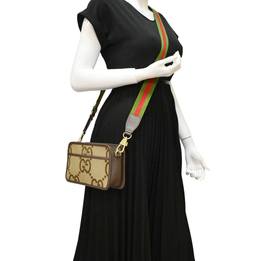 Gucci Jumbo Crossbody Bag Canvas Beige