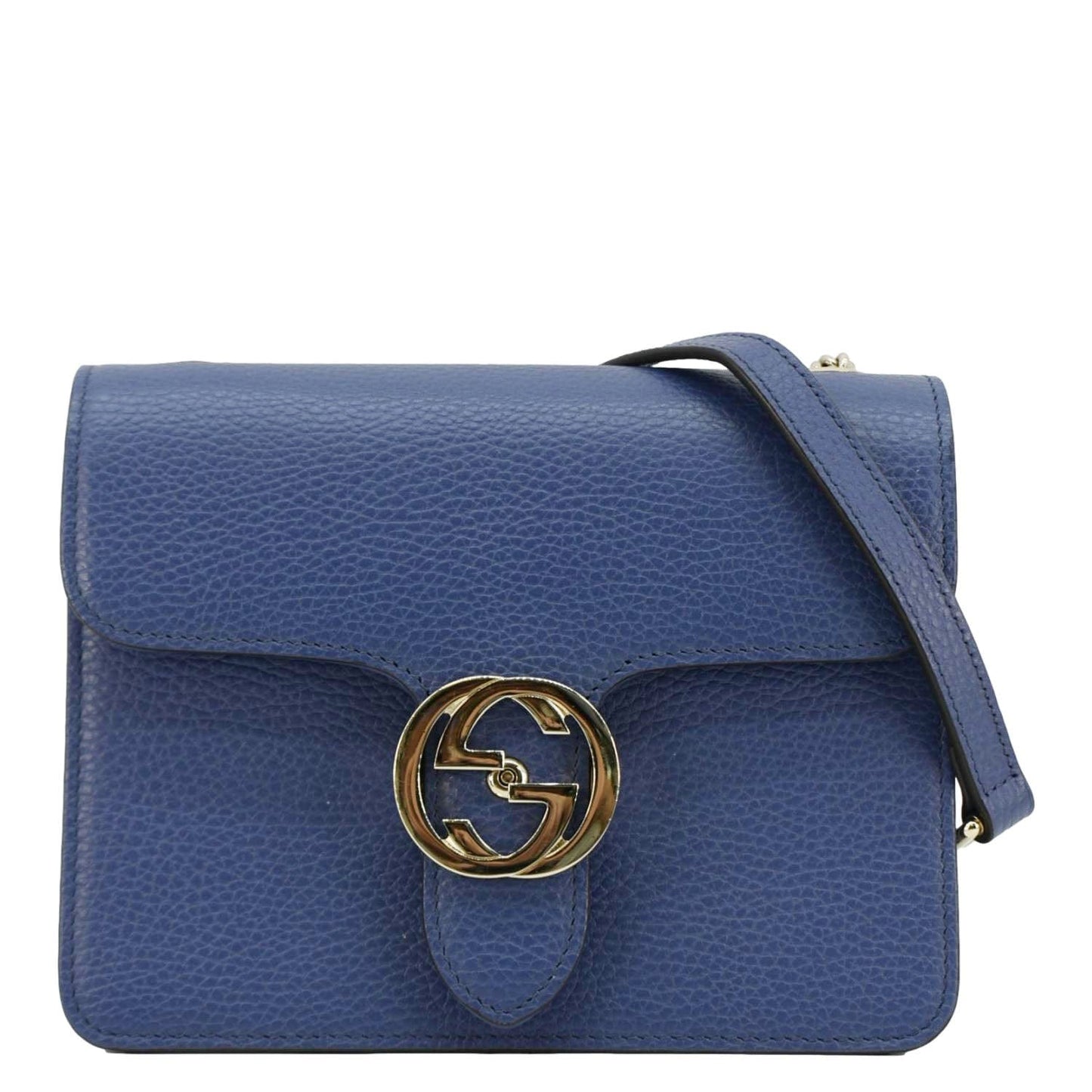 Gucci Interlocking Crossbody Bag Leather Blue