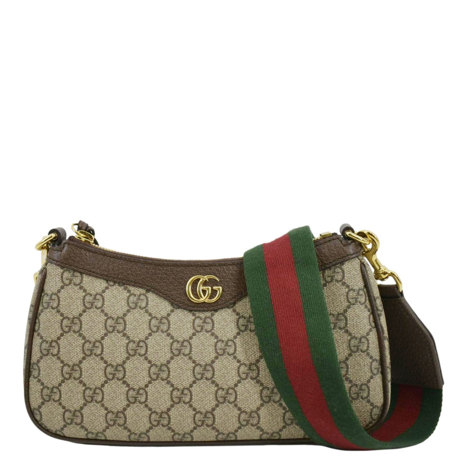 Gucci Ophidia Web Supreme Shoulder Bag Canvas Beige Small 735132
