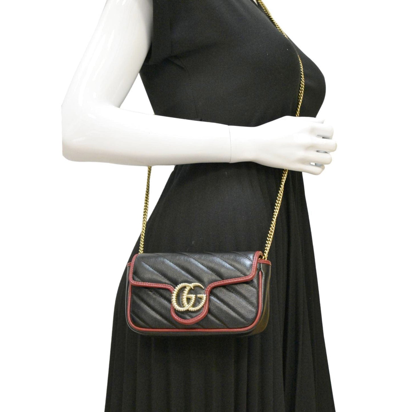 Gucci Marmont Tourchon Mini Shoulder Crossbody Bag Leather Matelasse