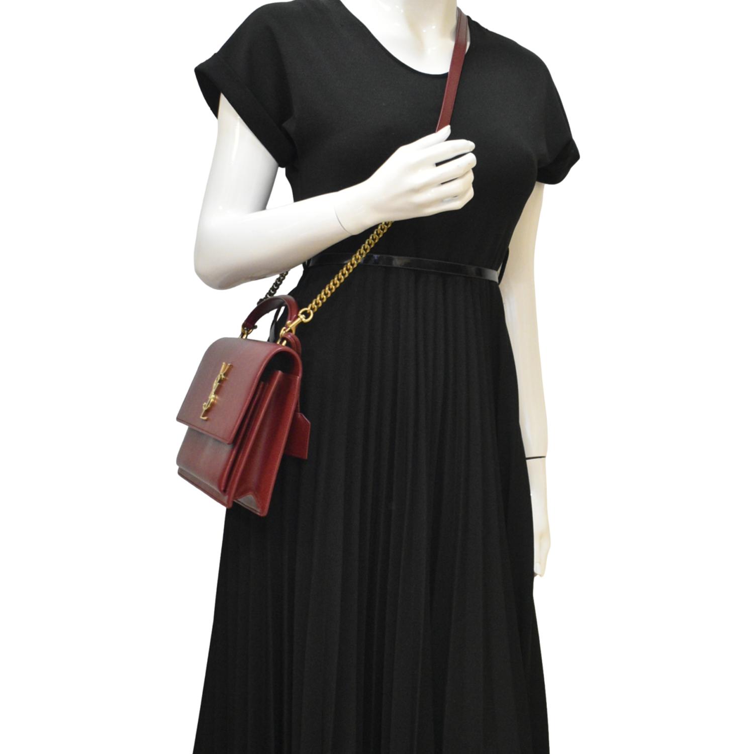 YSL Saint Laurent Yves Sunset Shoulder Bag Leather Red