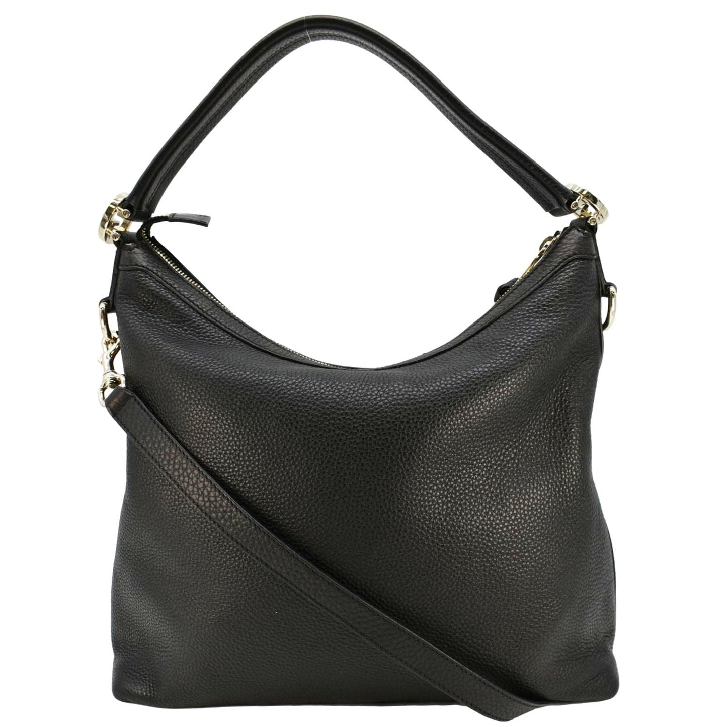 Gucci Miss Original Pebbled Calfskin Hobo Bag Leather Black Travel Bag
