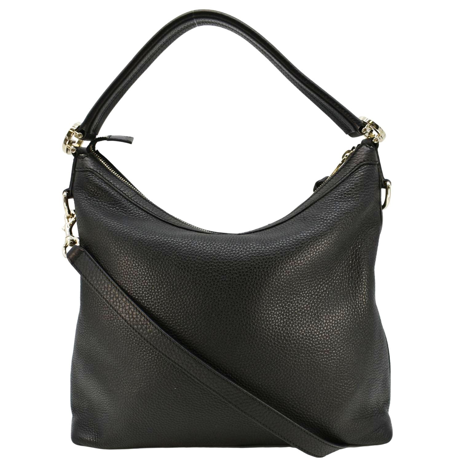Gucci Miss Original Pebbled Calfskin Hobo Bag Leather Black Travel Bag