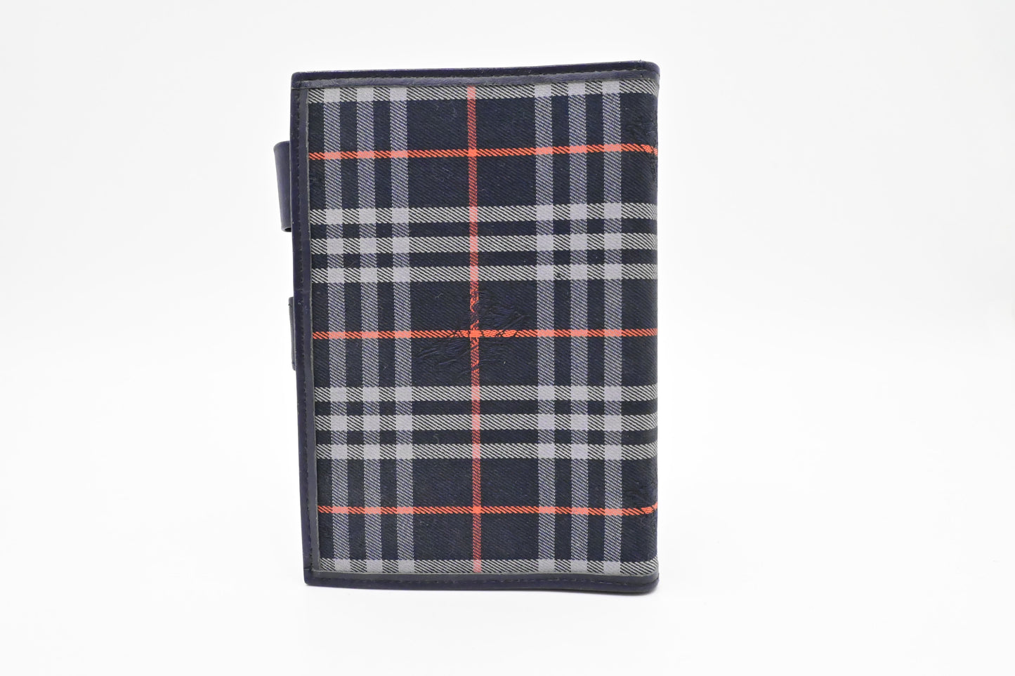 Burberry Agenda In Check Handbag Canvas Navy Travel Bag