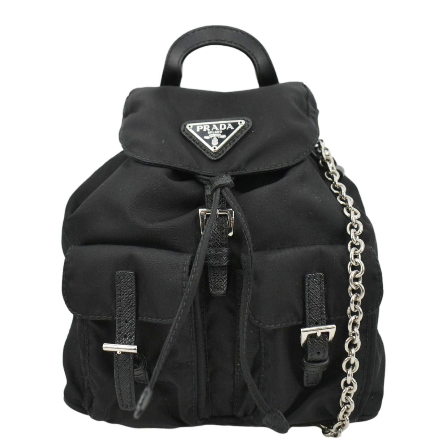 Double Pocket Backpack Crossbody Bag Nylon Black