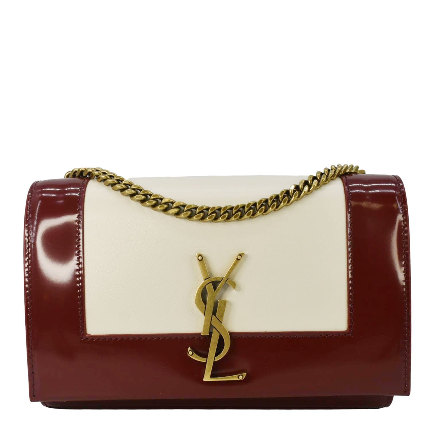 YSL Saint Laurent Yves Kate Shoulder Bag Burgundy Leather Small Chain