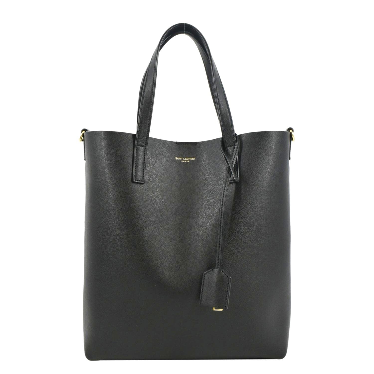 YSL Saint Laurent Yves Supple Shopping Tote Bag Leather Black Toy Shoulder Bag