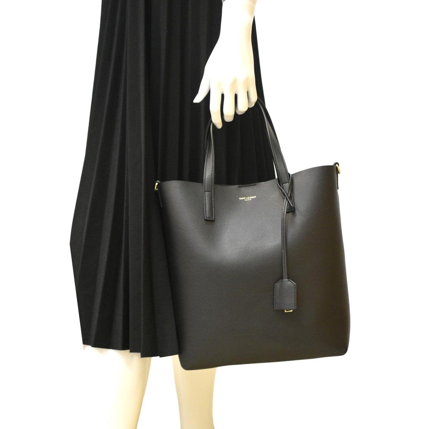 YSL Saint Laurent Saint Toy Supple Shopping Tote Bag Leather Black