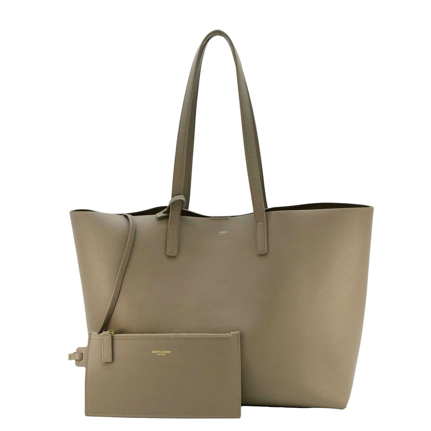 YSL Saint Laurent Yves Shopping Tote Bag Leather Gray