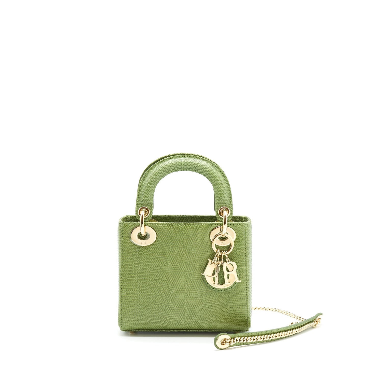 Dior Lady Lizard Light Handbag Green Mini Travel Bag