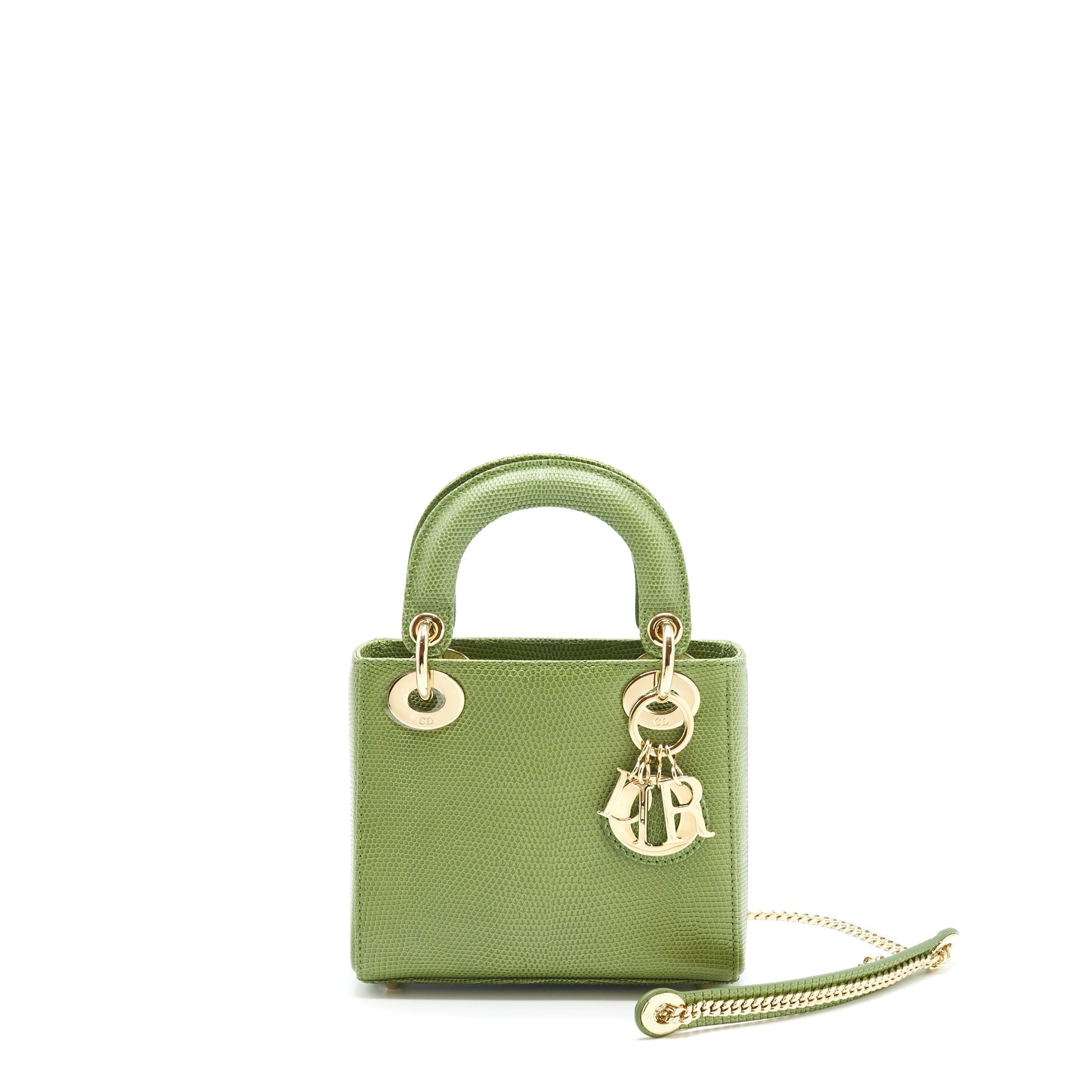 Dior Lady Lizard Light Handbag Green Mini Travel Bag
