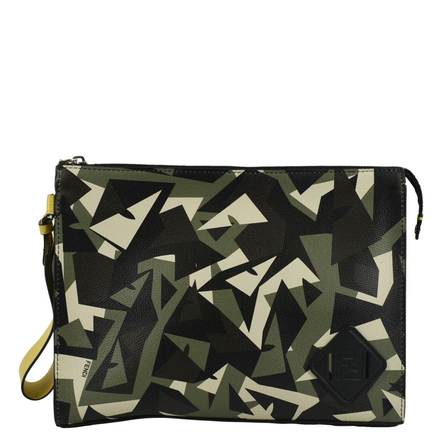 Fendi Clutch Pouch Leather Black Zip Clutch Bag