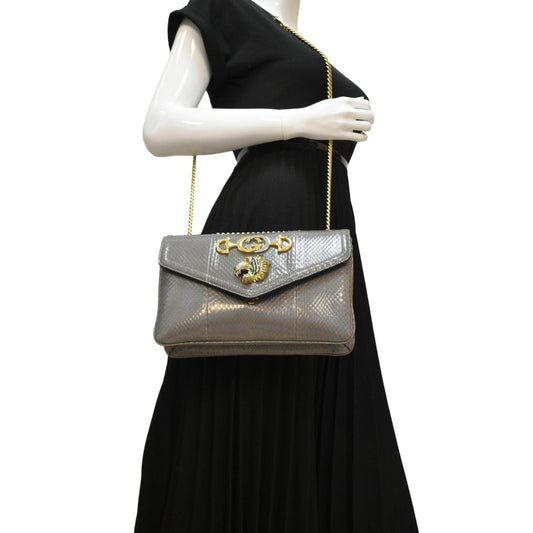 Gucci Rajah Shoulder Bag Grey Leather Medium