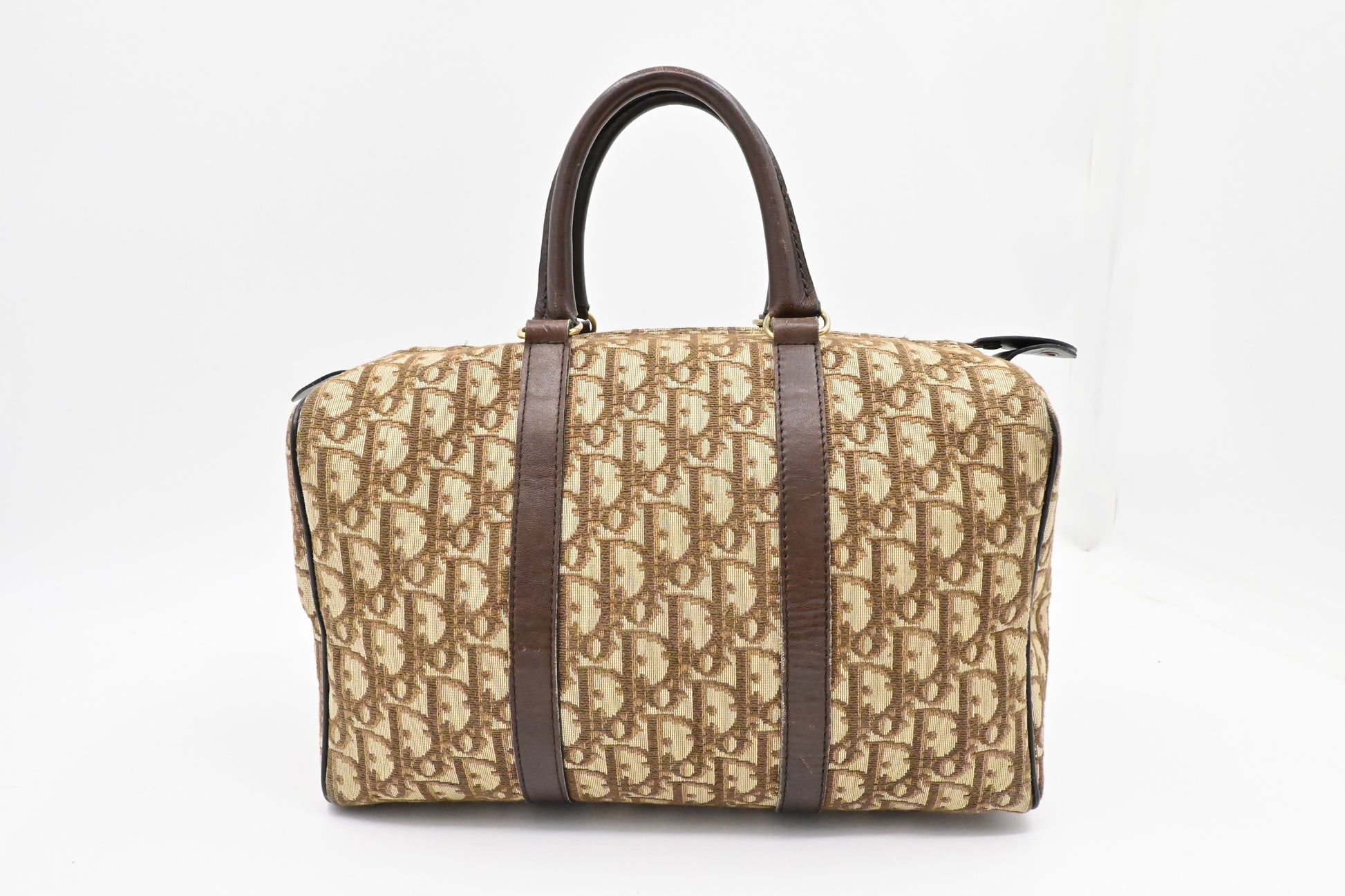 Dior Boston Bag In Oblique Canvas Brown Travel Bag